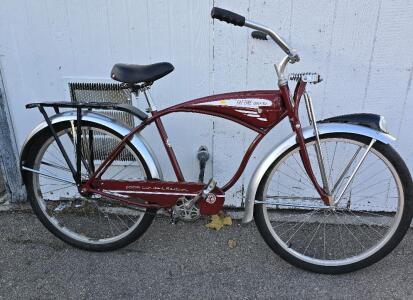 26" Red 2009 Limited Edition Schwinn "Fat Tire Amber All" cruiser bicycle.