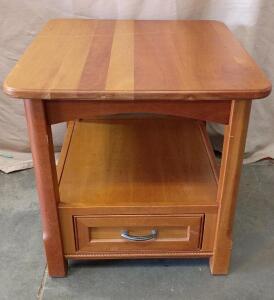Shaker Hill End Table, Handcrafted From Solid Wood With a Dovetailed Maple Drawer Box 24"x22"x22"