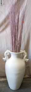 Large White Mediterranean-Style Vase With Dragon-Shaped Handles. 33"x17"