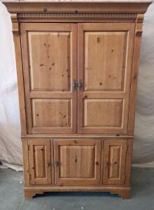 Solid Wood Pine Vintage Rustic Armoire Entertainment Center With Sliding Cabinet Doors 78"x48"x23" Fits a 48" TV