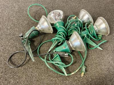 (5) Adjustable Garden Lights, Jumper Cables, Hammer, Husky Strap, Masking Tape and Roll Of Contractor Film