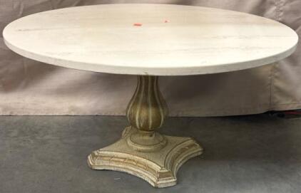Small Round Table With Marble Top H 1&rsquo; 3&rdquo; W 2&rsquo; 4&rdquo; L 2&rsquo; 4&rdquo;