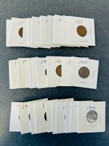 (36) Vintage Pennies, Dates 1912-1982D
