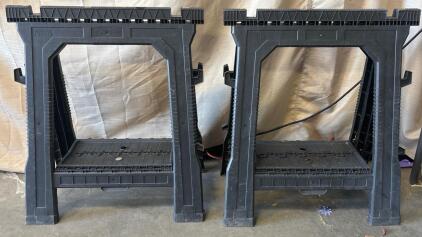 (2) Black Plastic Sawhorses L 2&rsquo; 8&rdquo; W 2&rsquo; 3&rdquo;