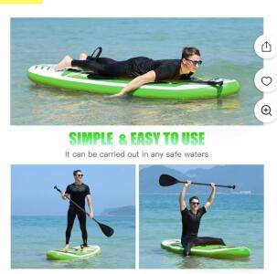 Famistar 12' Inflatable Stand Up Paddle Board With 3 Adjustable Paddle 2 Fins And Carrying Case