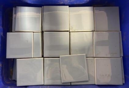 Tote of Small Blue Ceramic Tiles / 4 1/4&rdquo; L x 4 1/4&rdquo; W
