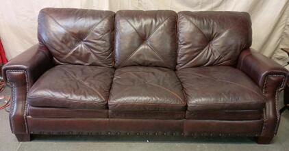Beautiful Brown Leather Couch 86"x37"x37"