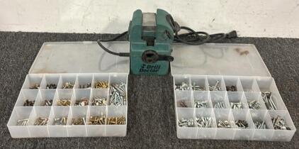 Drill Doctor Drill Bit Sharpener w/ Carrying Case & Large Assortment of Screws