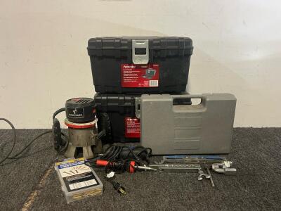 (2) Husky 16&rdquo; Toolboxes, Craftsman Hp Router, Master Pneumatic Nail Gun, Dremels & More
