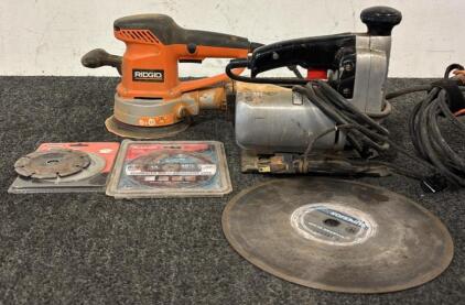 Rigid 6-inch Variable-Speed Dual Random Orbit Sander, Craftsman Jigsaw, & Various Sawblades
