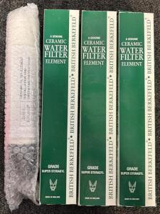 (4) British Berkefeld Super Sterasyl Ceramic Water Filter Elements