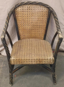 Vintage Barley Twist Rattan and Wicker Armchair. 36"x26"x26"