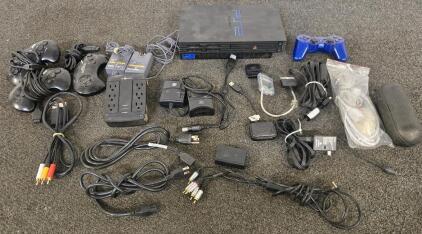 Playstation 2 w/Blue Controller, SEGA Genesis Controllers & More Gaming Accessories