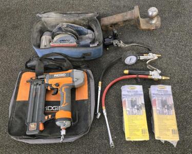 RIDGID 18-Gauge 2-1/8 in. Brad Nailer w/Bag, Ryobi 1/4 Sheet Sander w/Bag & More