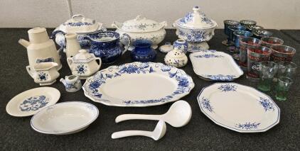 Collection Of Antique Glassware & (13) Glass Cups