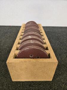 Wooden Organizer 17"x6.5" w/ Sanding Discs