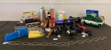(3) Hair Dryers (Works), (2) Curling Irons (Works), Hot Brush (Works), Hair Products, Books, Sunglasses, Readers, And More