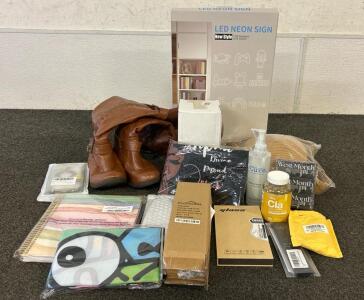 (1) LED Neon Sign, (1) TV Remote, (1) CLA Conjugated Linoleic Acid Container, And More