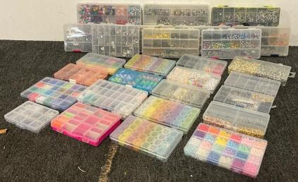 Collection Of Jewelry Making Beads, Charms, Etc In Jewelry Organizers