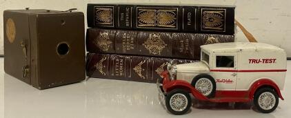 Kodak Brownie 50th<br/>Anniversary Box Camera, Die Cast Collectable Car & (3) Classic Literature Books
