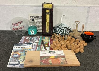 Home Decor Including (1) Mason Jar, (1) Cutting Board, Stickers For Scrapbooking, And More