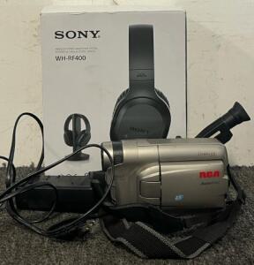 RCA AutoShot CC6262 Steady Pix Camcorder & Sony WH-RF400 Wireless Home Theater Headphones