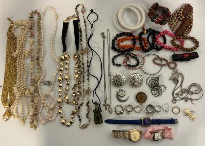 Collection Of Necklaces, Bracelets, Rings, Earrings, Watches & More
