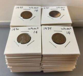(100) 1930&rsquo;s Wheat Cent Pennies