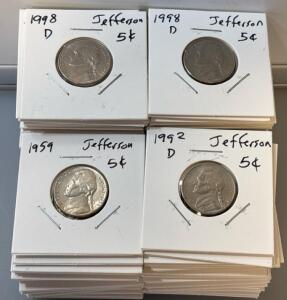(100) Thomas Jefferson Nickels 1950s - 2022