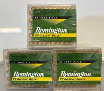 (3) Remington Golden Bullet 22 Long Rifle Ammo 40 Grain High Velocity Plated Lead Round Nose