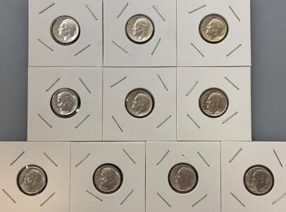 (10)1956-1964 Roosevelt Dimes- 90% Silver Coins