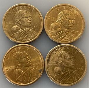 (4) 2000 Sacagawea Golden Dollar Coin