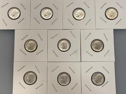 (10)1956-1964 Roosevelt Dimes- 90% Silver Coins