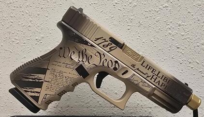 Glock 19 Semi-Automatic Pistol, Custom Engraved, 9x19mm, Serial BWFX087