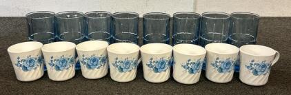 (8) Tea Cups And (8) Glass Cups