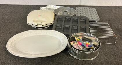 Kitchenware Including Muffin Tins, (1) Pie Maker, And More