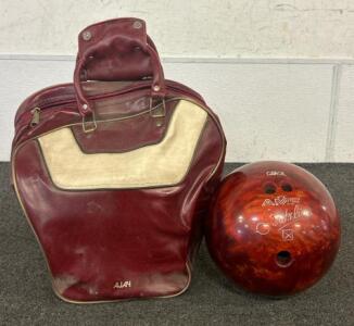 (1) Vintage AMF Strikeline Bowling Ball And Bag