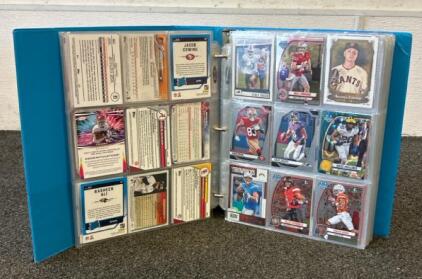 (1) Binder Filled With Various Baseball, Football, And Basketball Cards