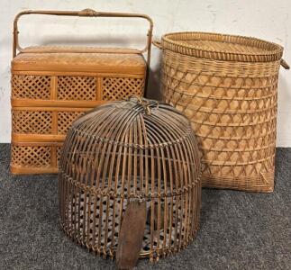 (3) Wicker Storage Baskets