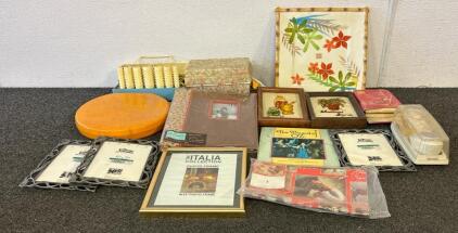 (2) Sets Of Vintage Hair Curlers, Picture Frames, And More