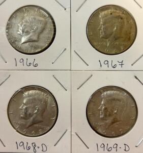 (4) John F. Kennedy Half Dollar 40% Silver