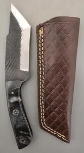 Carbon Steel Custom Blade Knife W/ Leather Sheath