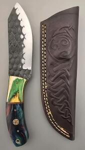 Carbon Steel Hunting Knife W/ Leather Sheath