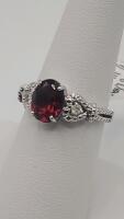 Silver Ring with 2.14 Ct Garnet, 0.08 Ct Diamond, Model K18E2