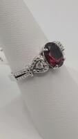 Silver Ring with 2.14 Ct Garnet, 0.08 Ct Diamond, Model K18E2 - 3