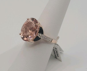 Rose Gold Ring with 1.42 CTS Round Morganite and Accent Diamonds