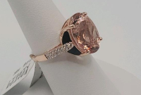 Rose Gold Ring with 1.42 CTS Round Morganite and Accent Diamonds - 2