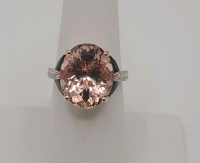 Rose Gold Ring with 1.42 CTS Round Morganite and Accent Diamonds - 3