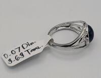 Silver Ring with Oval Tanzanite and Diamond Accents, Serial K22E4 - 4