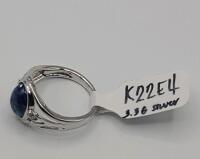 Silver Ring with Oval Tanzanite and Diamond Accents, Serial K22E4 - 5